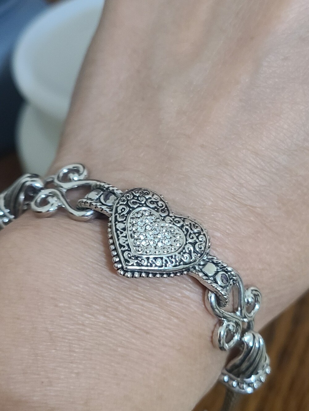 Lia Sophia Heart Link Bracelet with Pavé Crystals - Women
